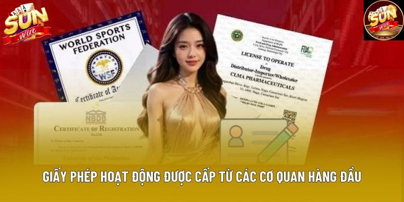 Giấy phép hoạt động được cấp từ các cơ quan hàng đầu Giấy phép hoạt động được cấp từ các cơ quan hàng đầu